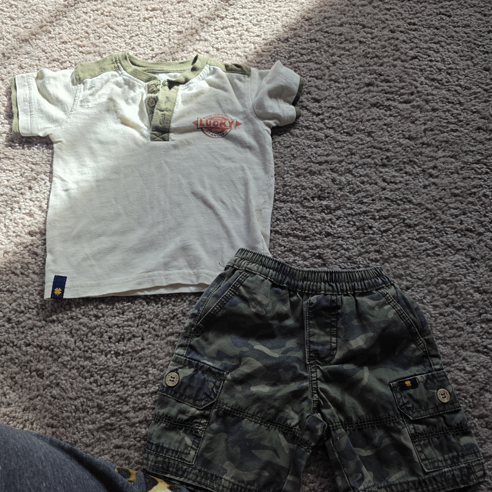 Lucky Brand White and Green Kids Matching Set